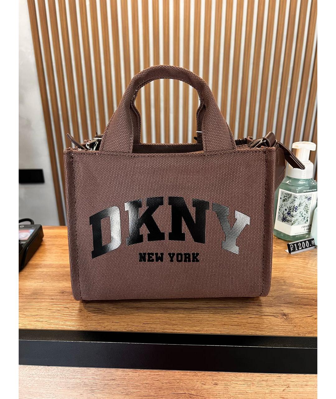 DKNY Коричневая тканевая сумка тоут, фото 6