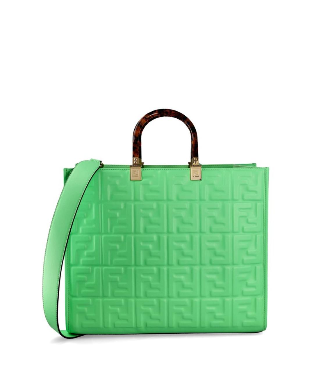 FENDI Зеленая кожаная сумка тоут, фото 3