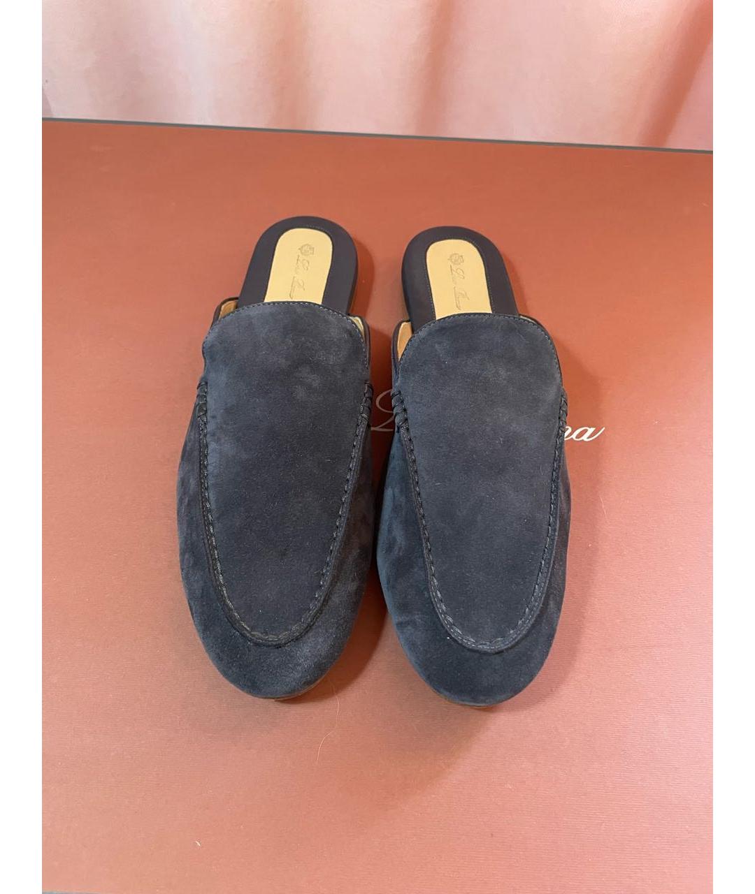 LORO PIANA Антрацитовые замшевые мюли, фото 2