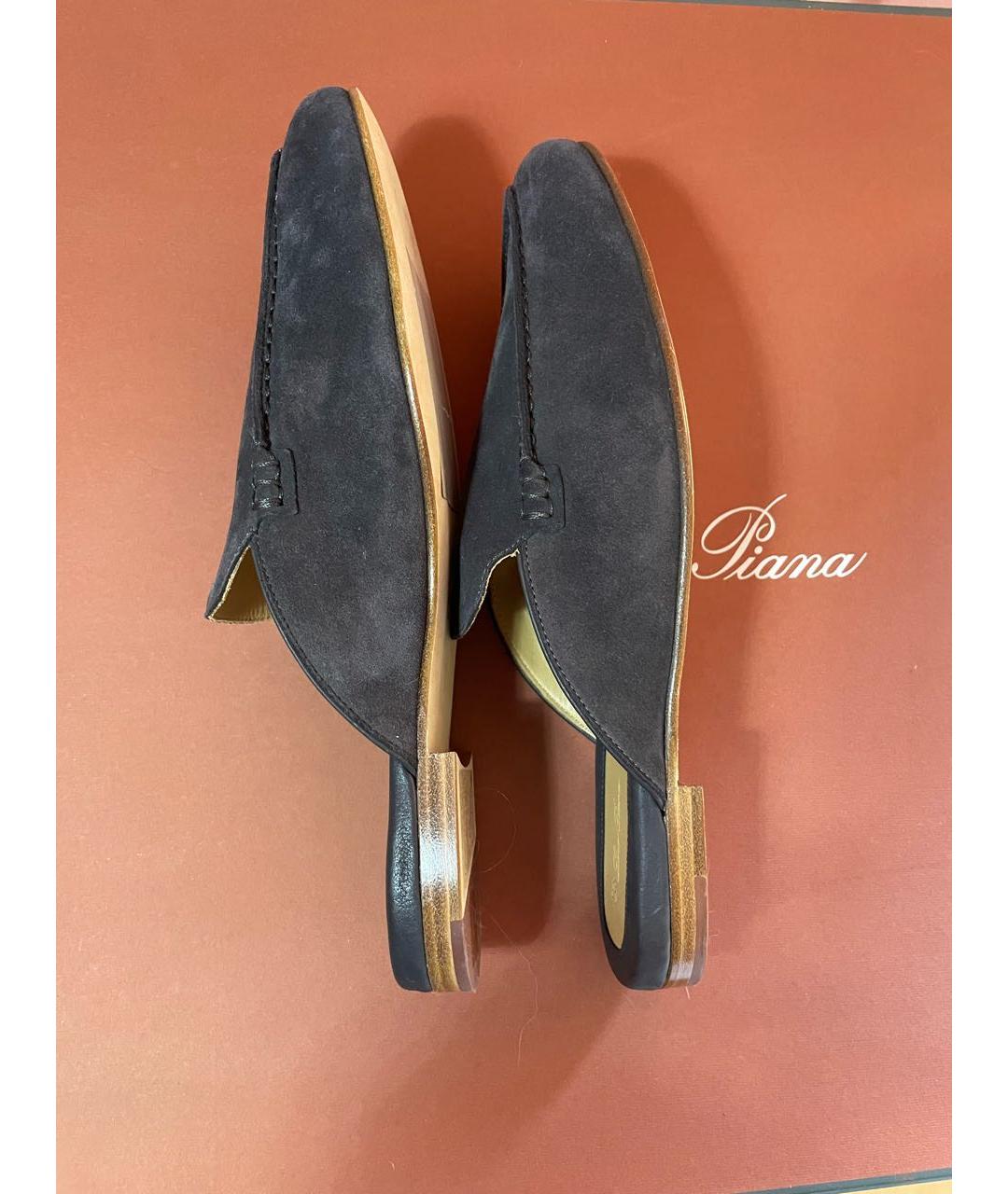 LORO PIANA Антрацитовые замшевые мюли, фото 4