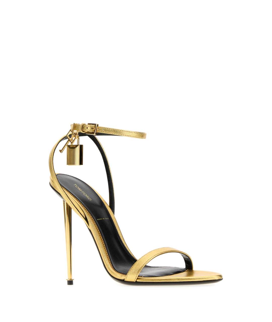 TOM FORD Золотые кожаные босоножки, фото 2