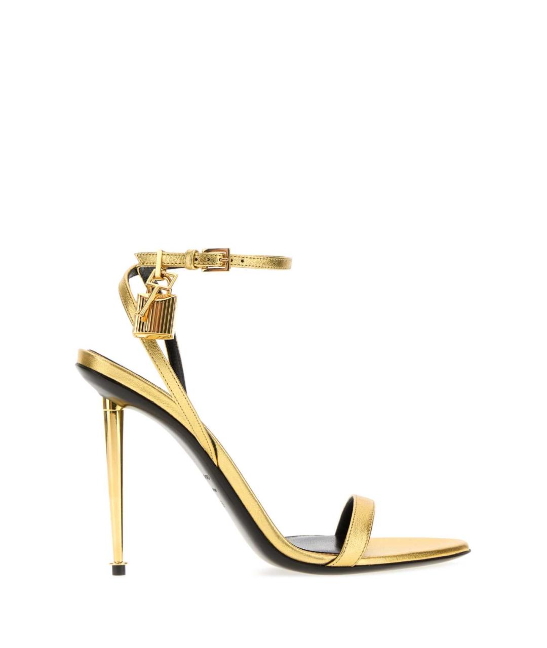 TOM FORD Золотые кожаные босоножки, фото 1