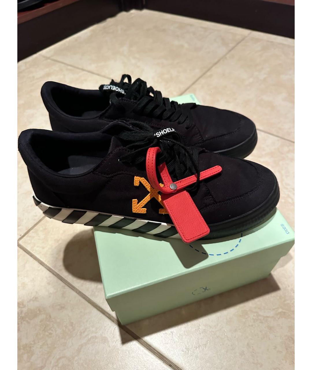 OFF-WHITE Черные текстильные низкие кроссовки / кеды, фото 6
