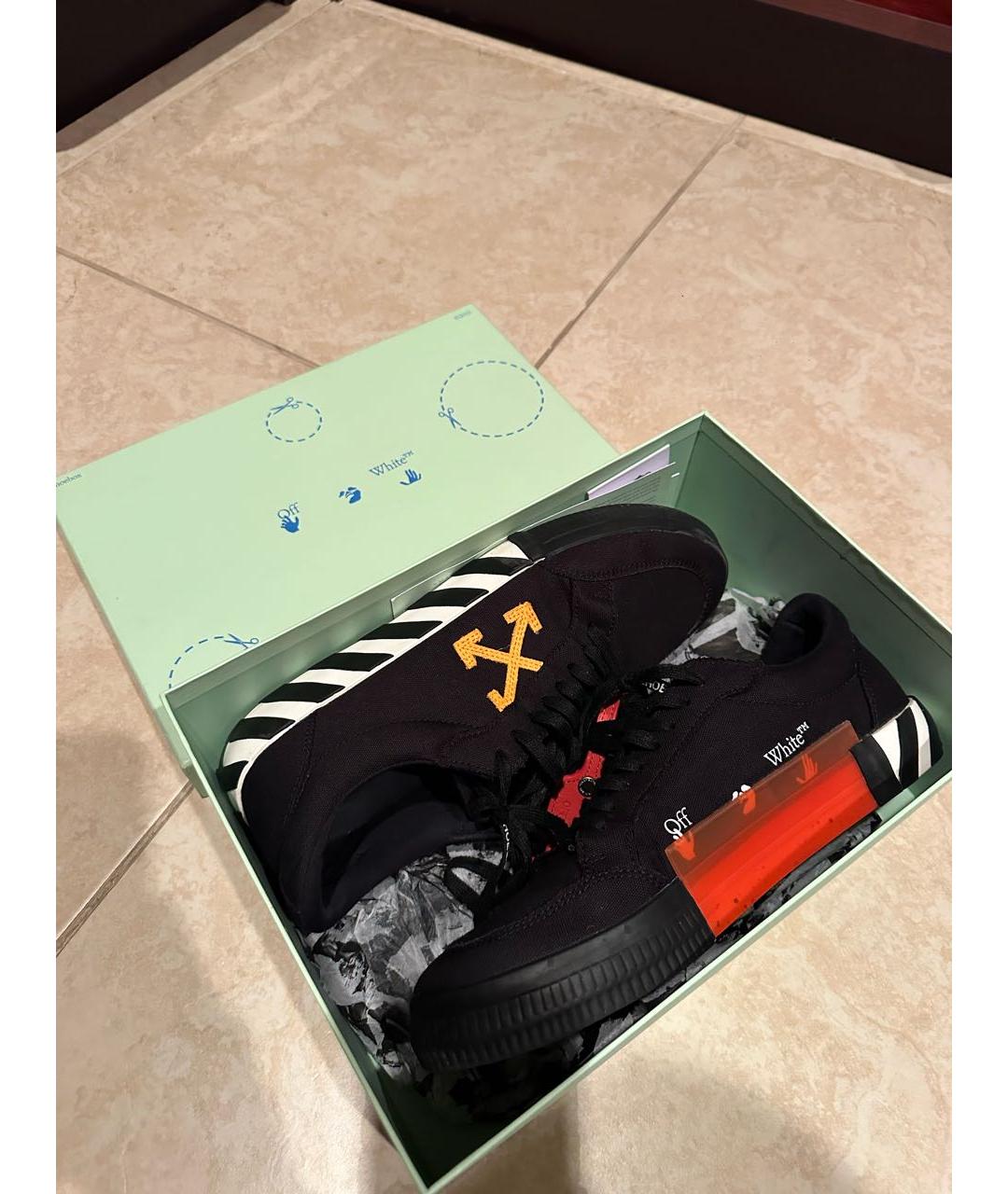 OFF-WHITE Черные текстильные низкие кроссовки / кеды, фото 5