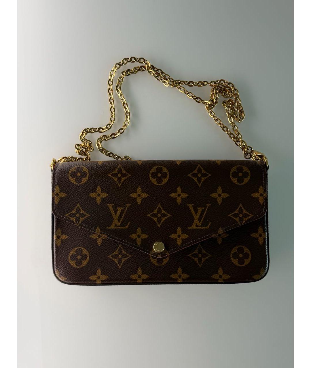 LOUIS VUITTON Коричневая кожаная сумка через плечо, фото 8