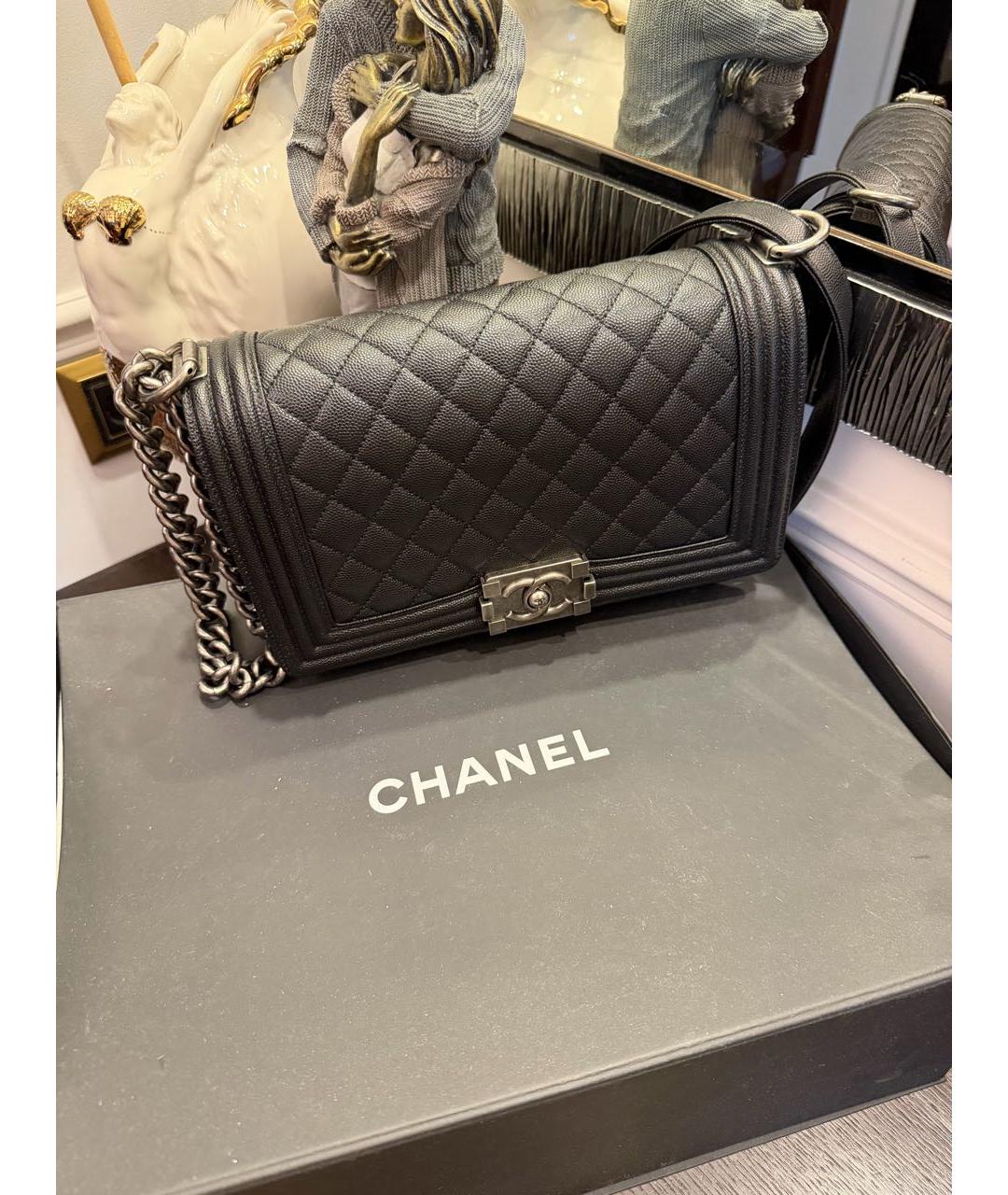 CHANEL Черная кожаная сумка тоут, фото 4