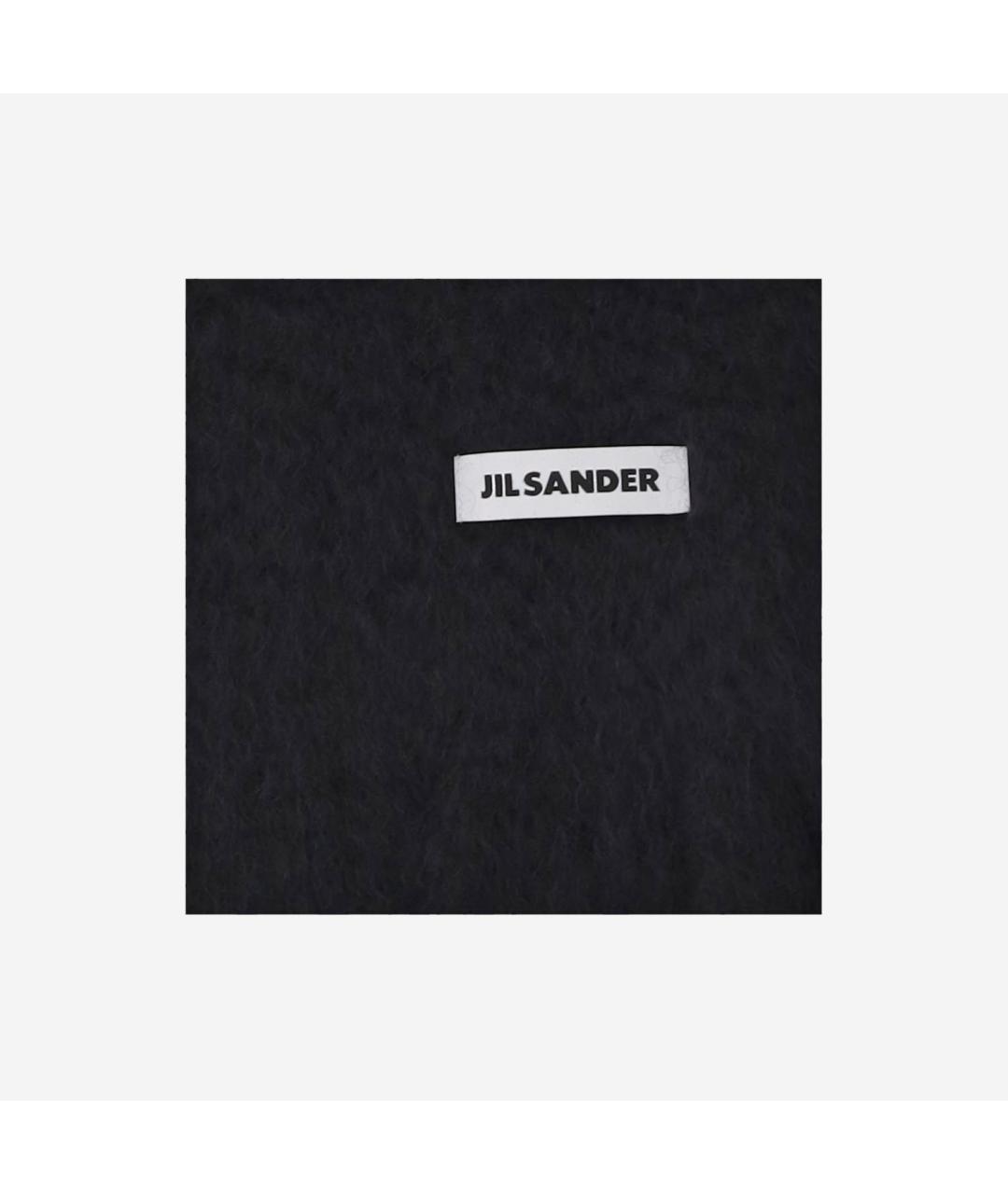 JIL SANDER Черный шерстяной шарф, фото 2