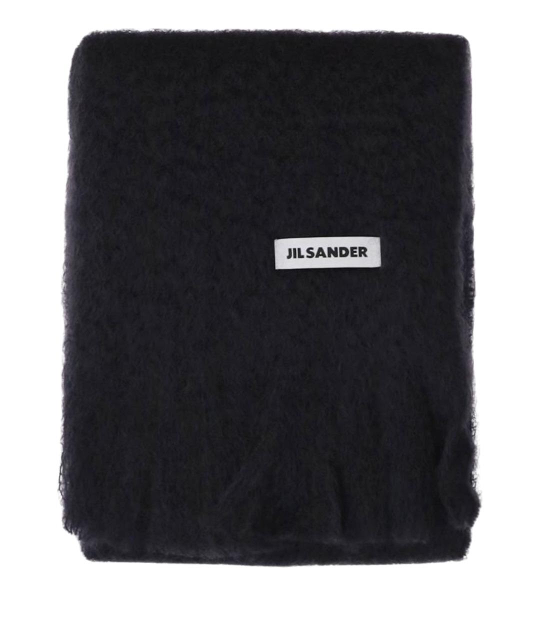 JIL SANDER Черный шерстяной шарф, фото 1