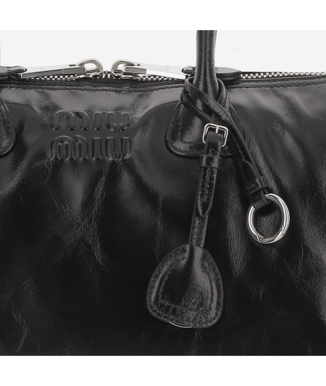 MIU MIU Черная кожаная сумка тоут, фото 5