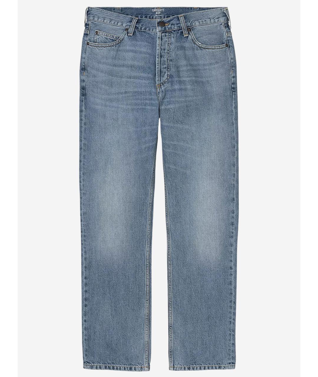 CARHARTT WIP Голубые хлопок-полиэтиленовые прямые джинсы, фото 4