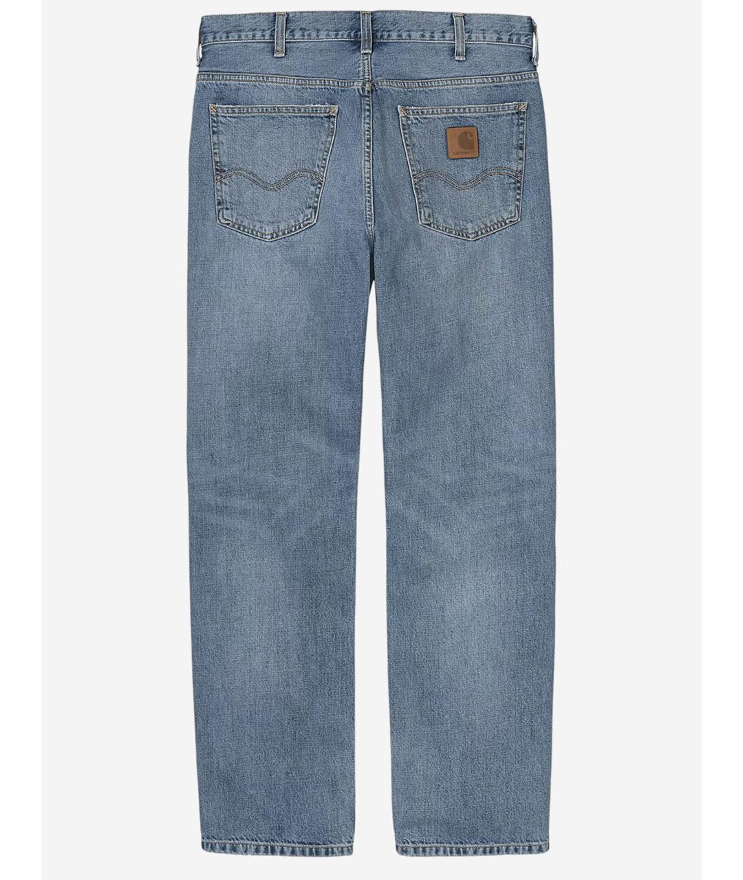 CARHARTT WIP Голубые хлопок-полиэтиленовые прямые джинсы, фото 2