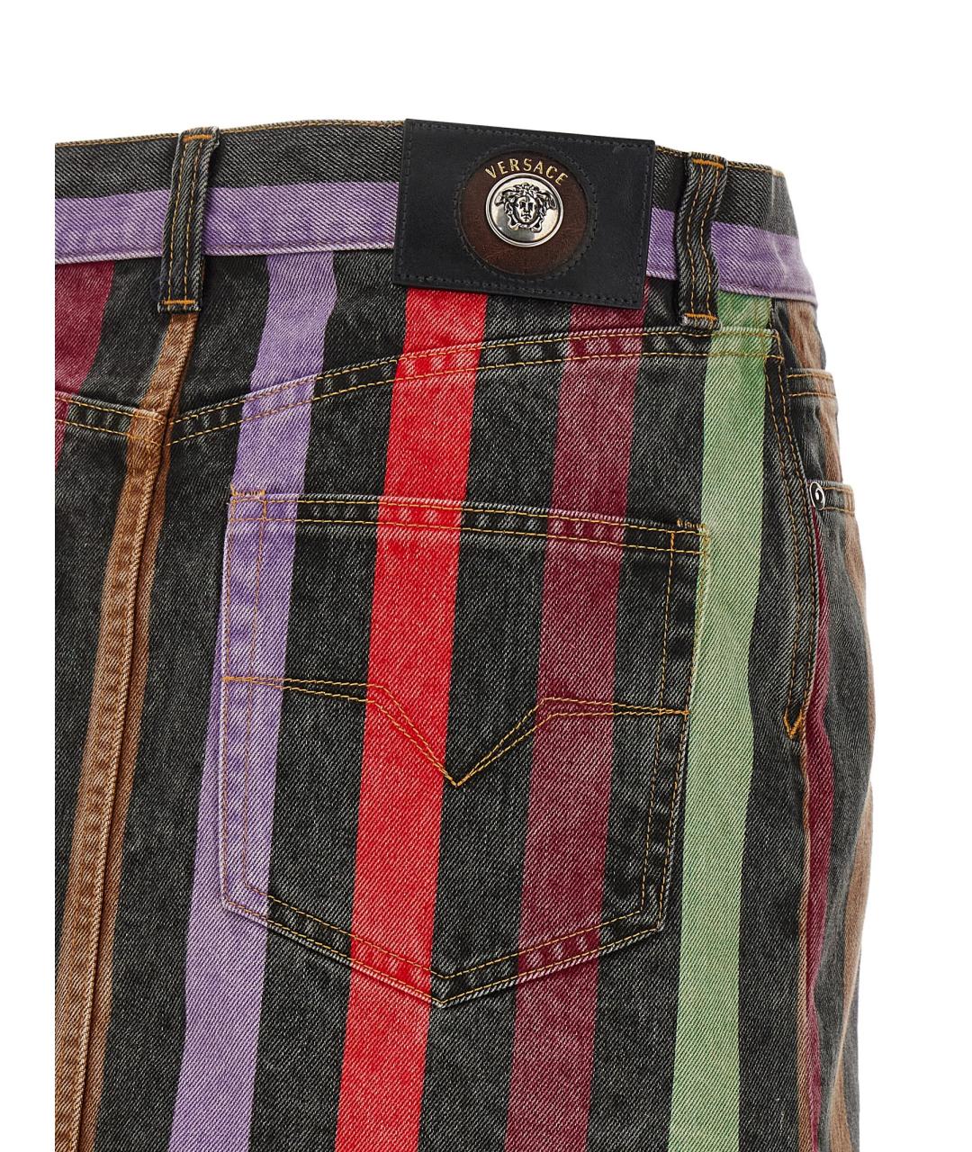 VERSACE Мульти хлопковая юбка мини, фото 4