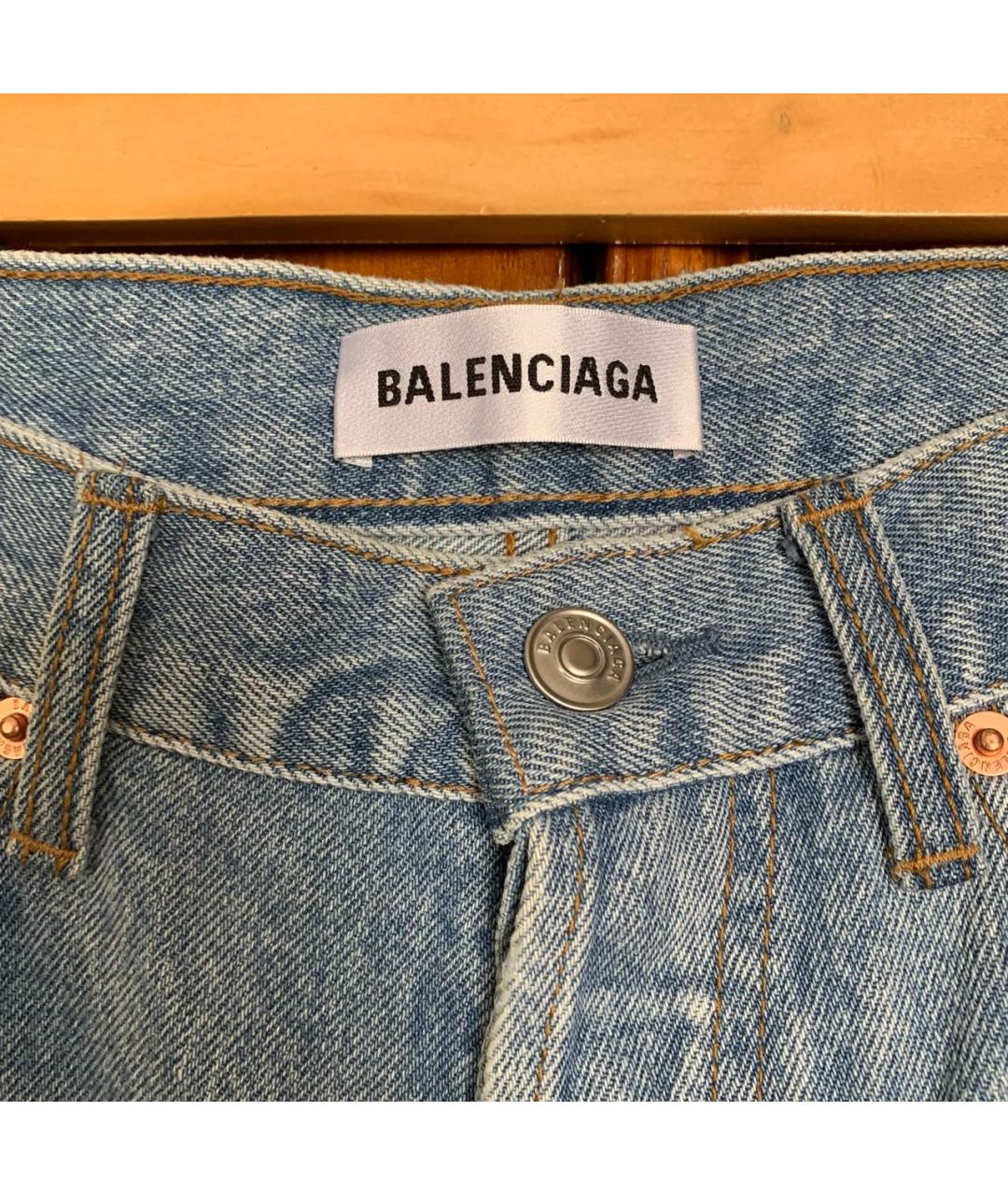 BALENCIAGA Голубые хлопковые прямые джинсы, фото 3