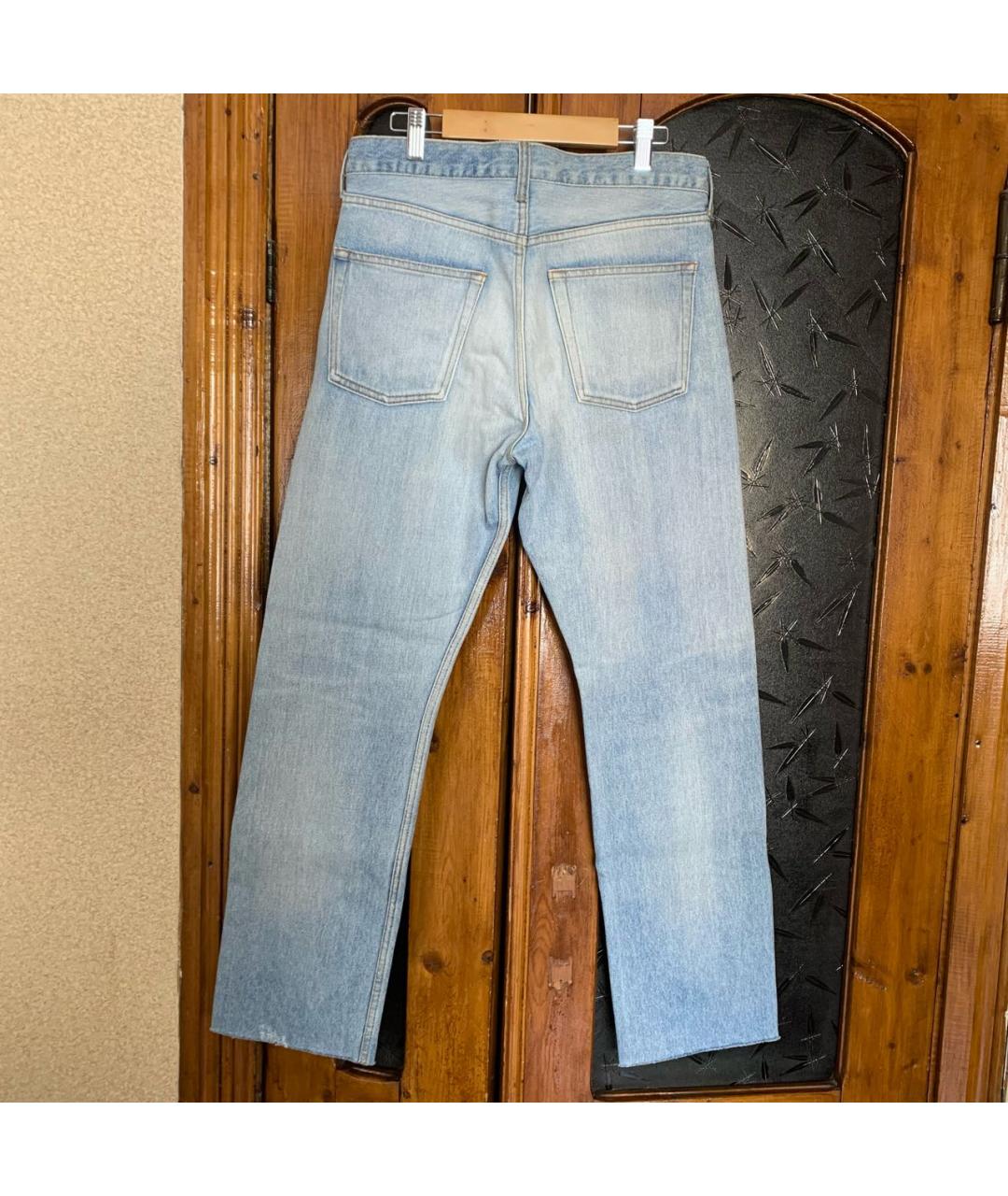 BALENCIAGA Голубые хлопковые прямые джинсы, фото 2