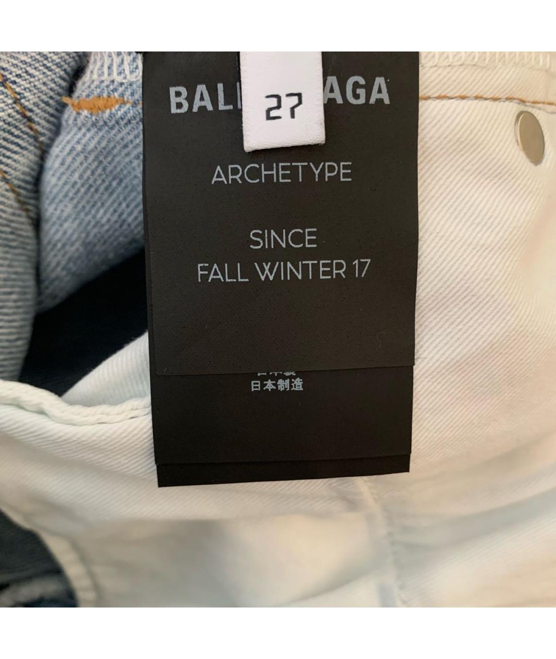 BALENCIAGA Голубые хлопковые прямые джинсы, фото 5