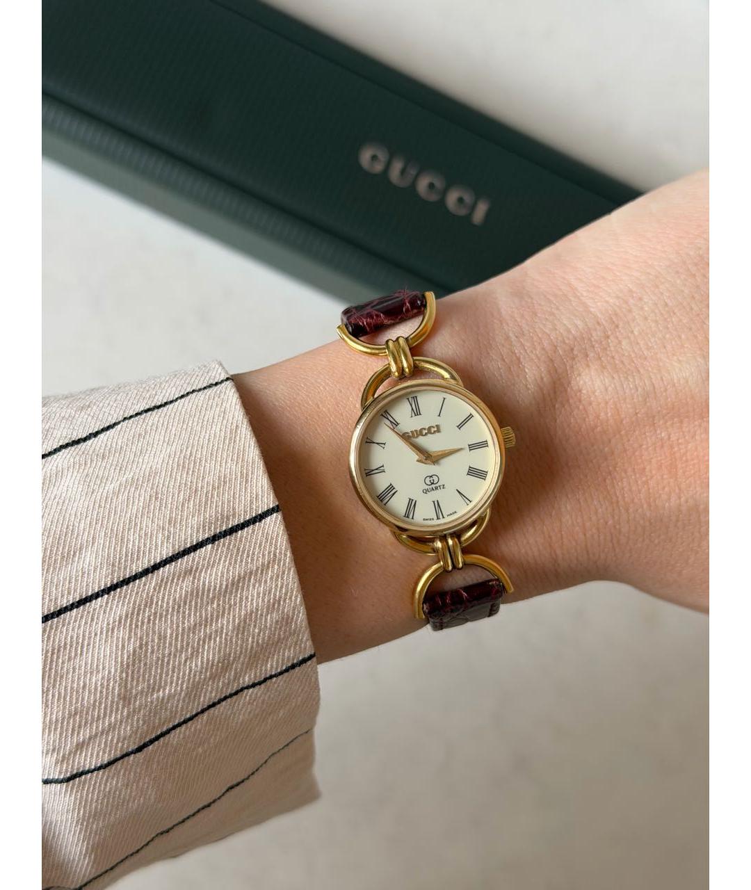 GUCCI Бордовые стальные часы, фото 5