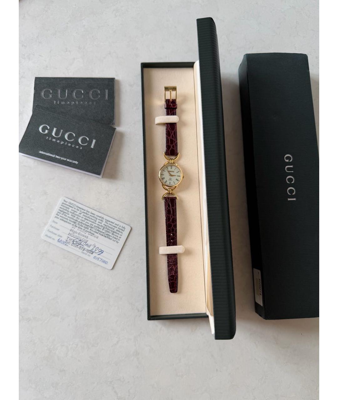 GUCCI Бордовые стальные часы, фото 4