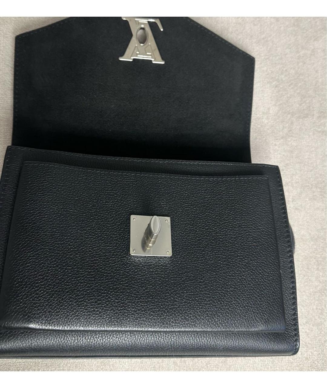 LOUIS VUITTON Черная кожаная сумка с короткими ручками, фото 7