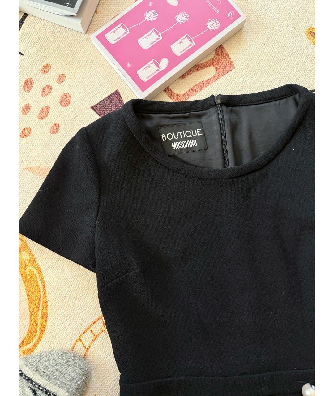BOUTIQUE MOSCHINO Черное шерстяное повседневное платье, фото 3