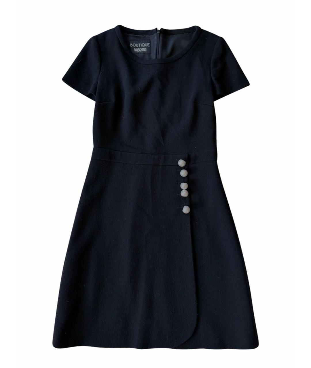BOUTIQUE MOSCHINO Черное шерстяное повседневное платье, фото 1