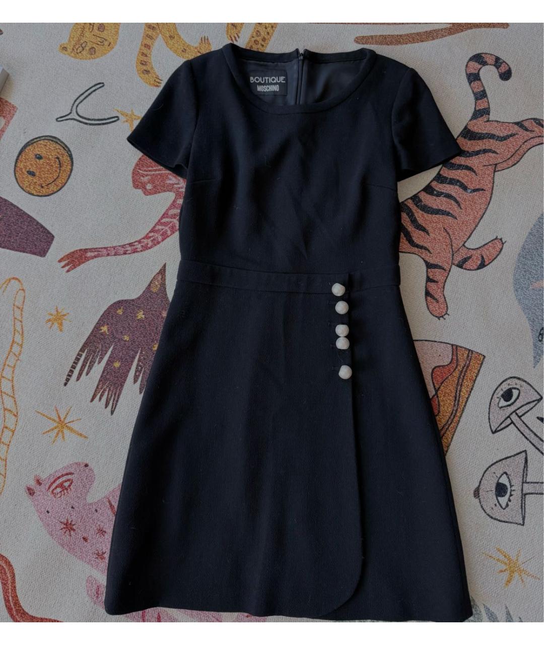 BOUTIQUE MOSCHINO Черное шерстяное повседневное платье, фото 4