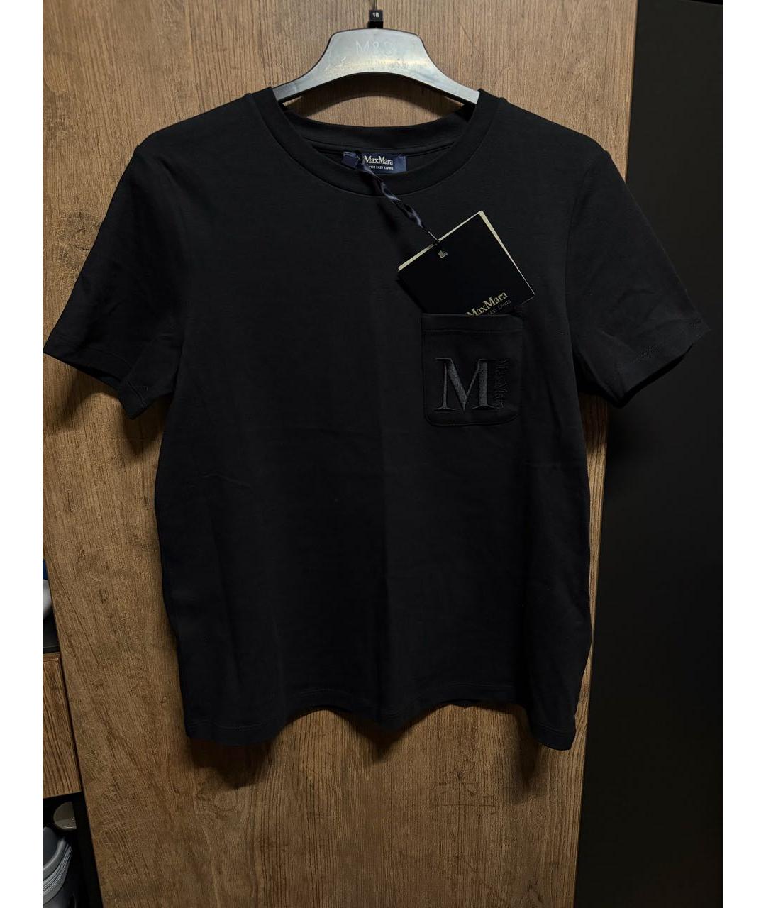 'S MAX MARA Черная хлопковая футболка, фото 3