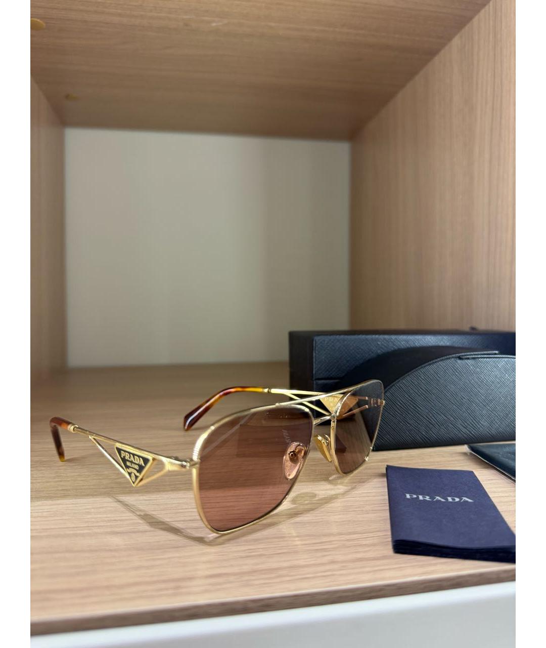 PRADA Коричневые металлические солнцезащитные очки, фото 3