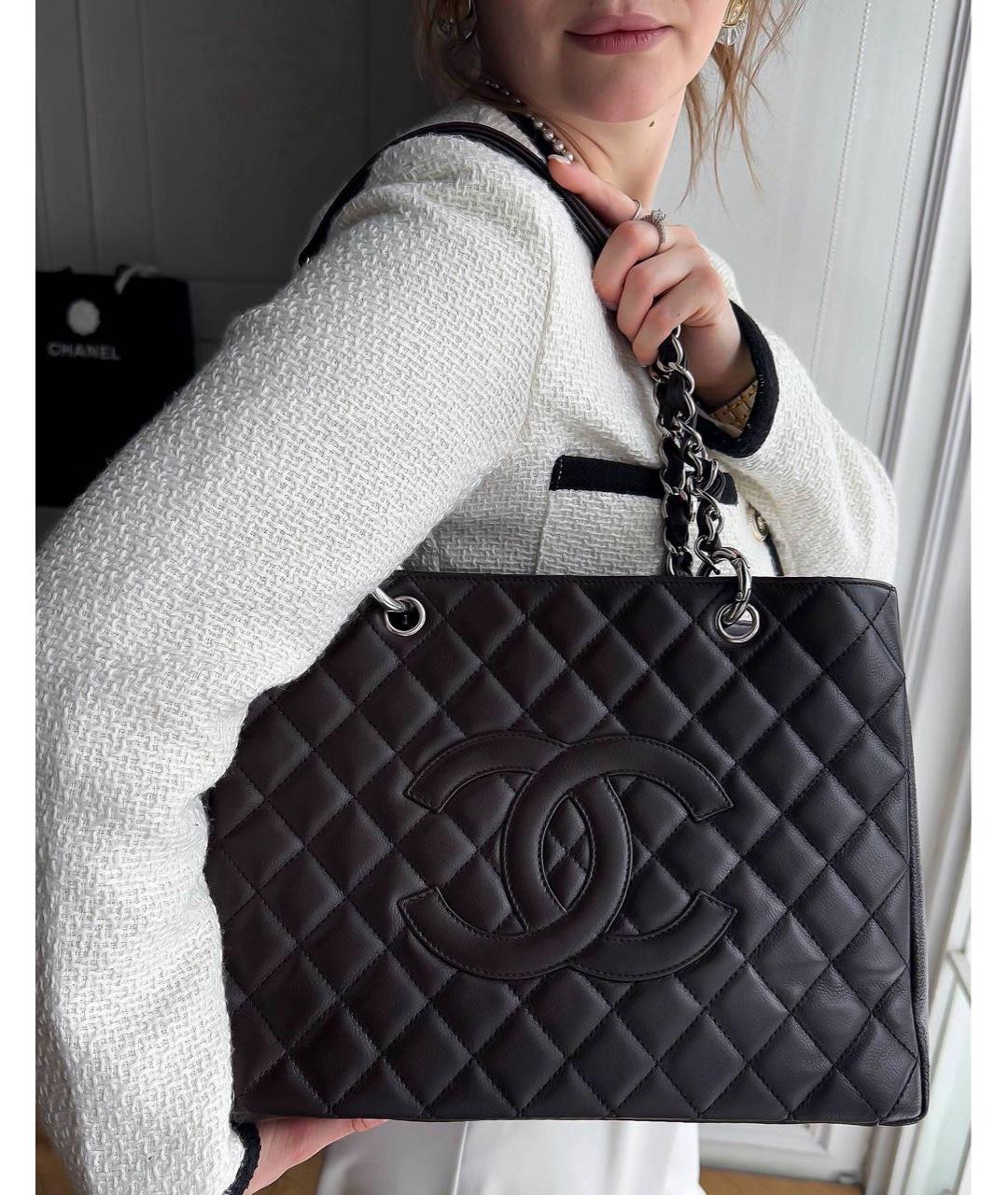 CHANEL Коричневая кожаная сумка тоут, фото 5