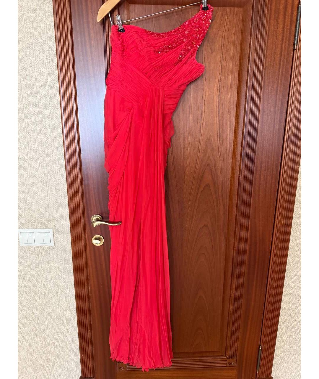 ZUHAIR MURAD Красное шифоновое вечернее платье, фото 4