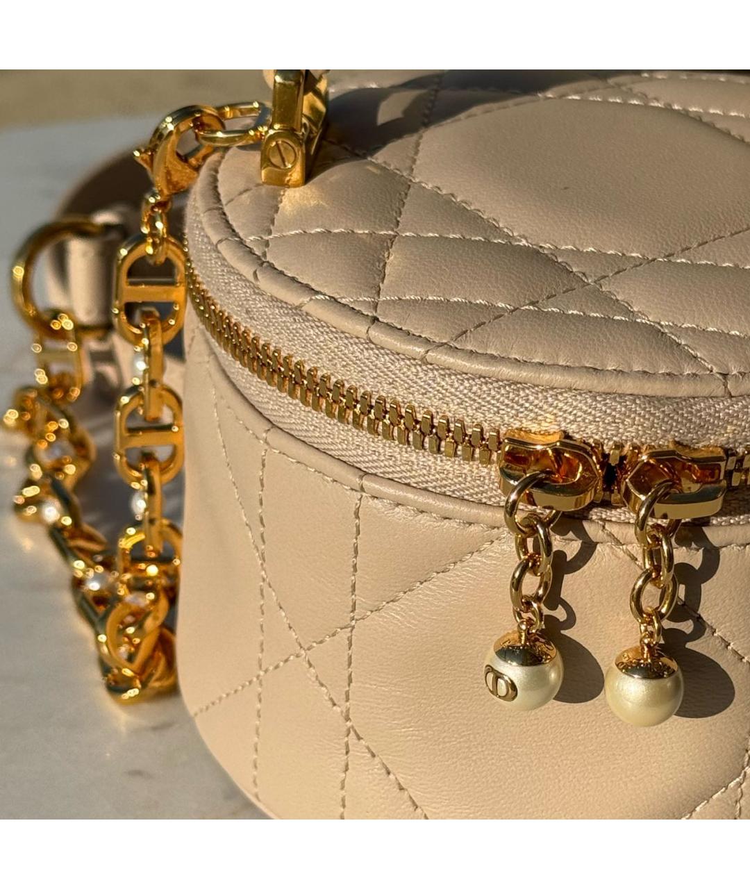CHRISTIAN DIOR Бежевая кожаная сумка через плечо, фото 2