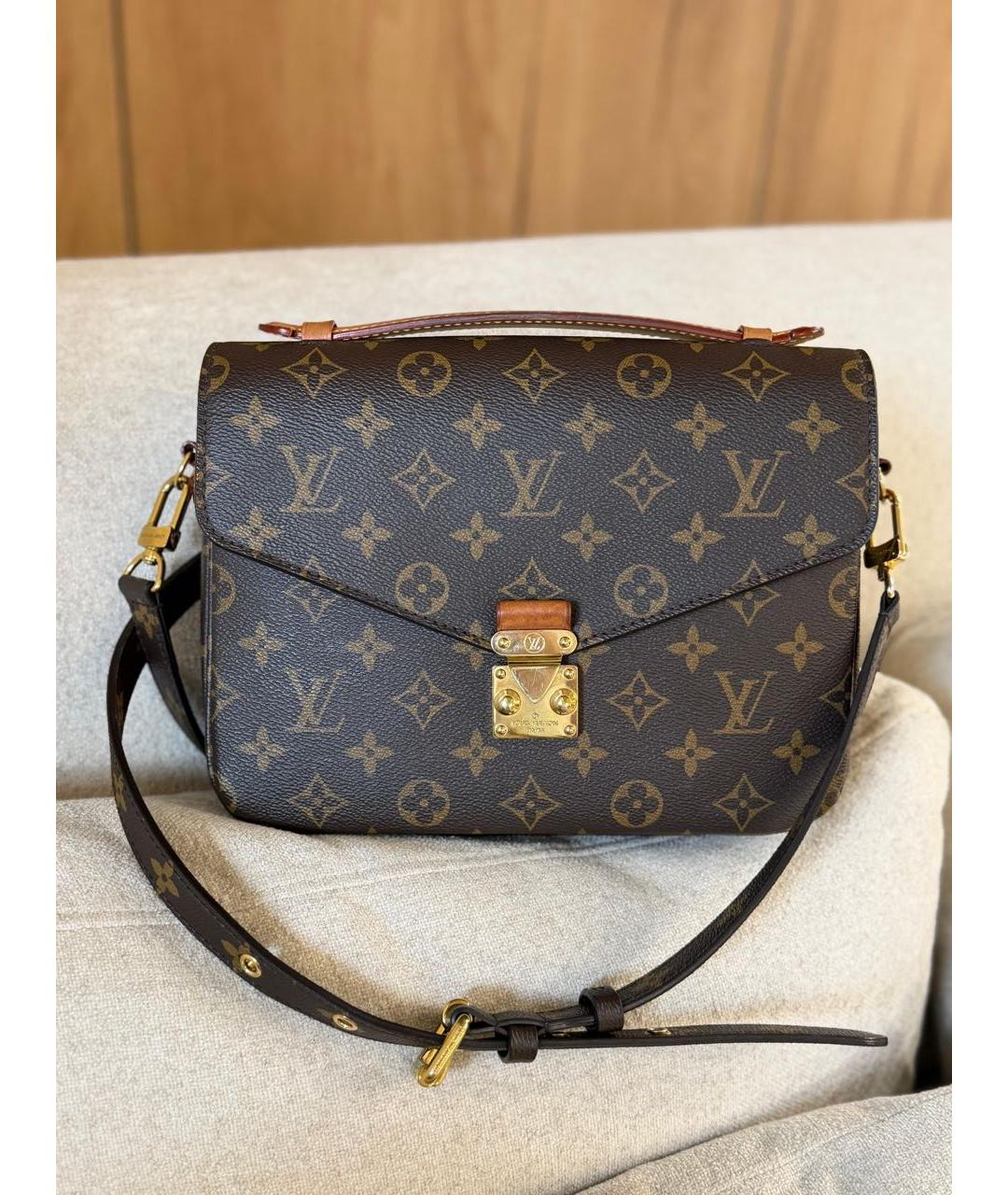 LOUIS VUITTON Коричневая кожаная сумка через плечо, фото 3