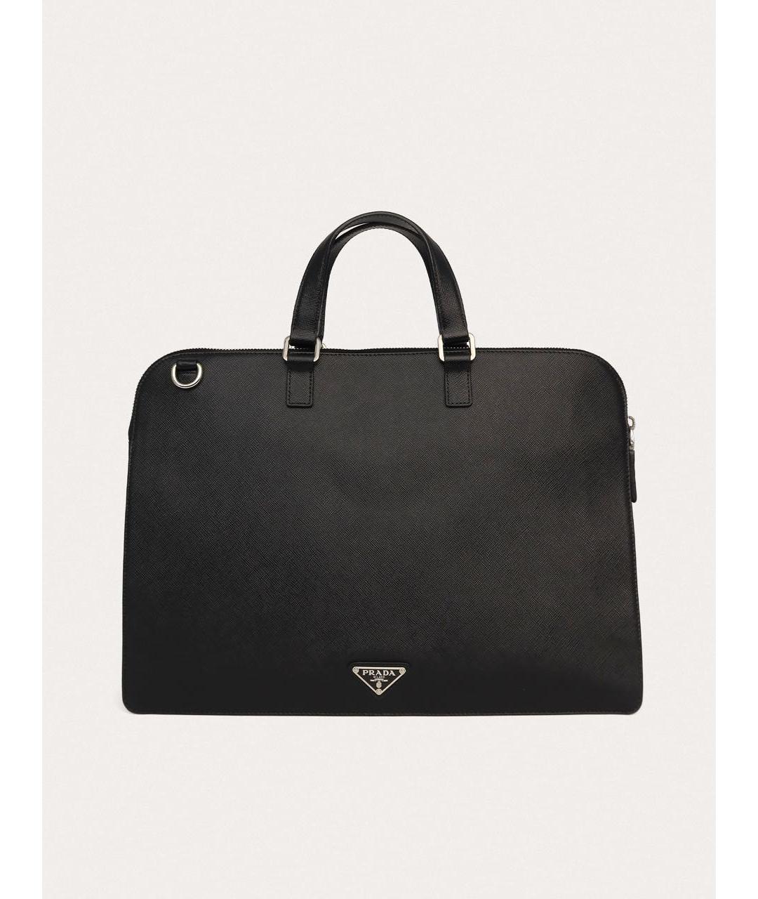 PRADA Черный кожаный портфель, фото 9