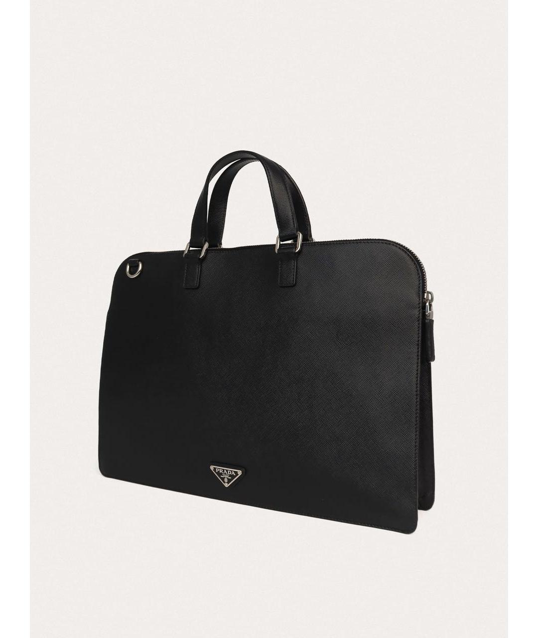 PRADA Черный кожаный портфель, фото 2