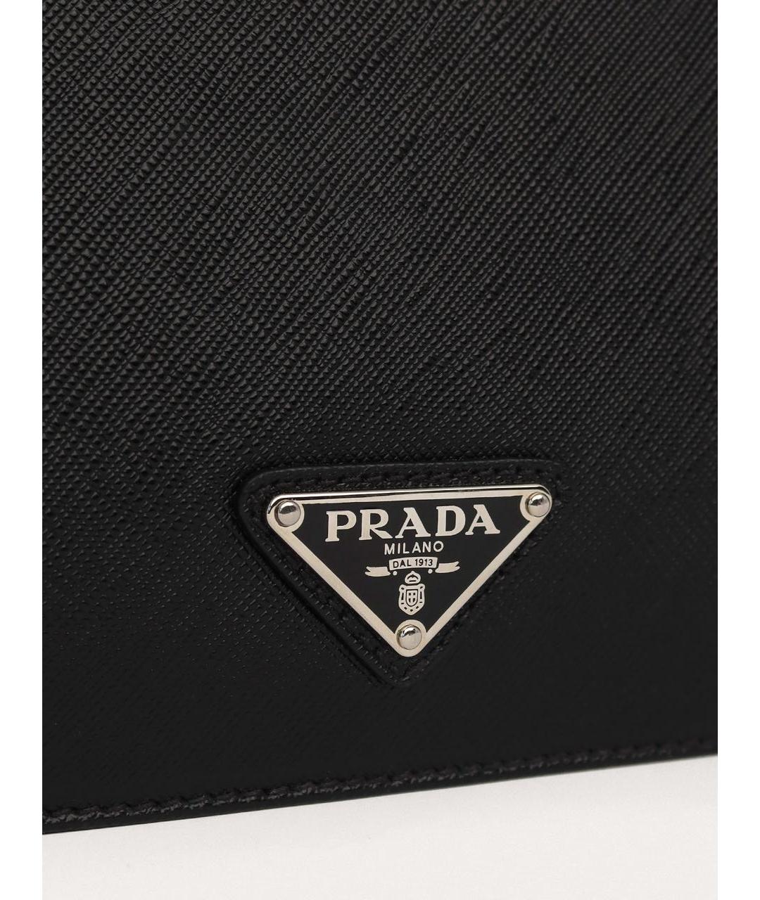 PRADA Черный кожаный портфель, фото 7