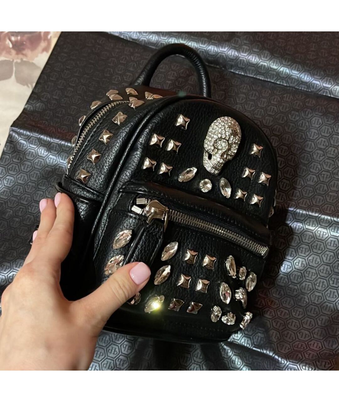 PHILIPP PLEIN Черный рюкзак из искусственной кожи, фото 7