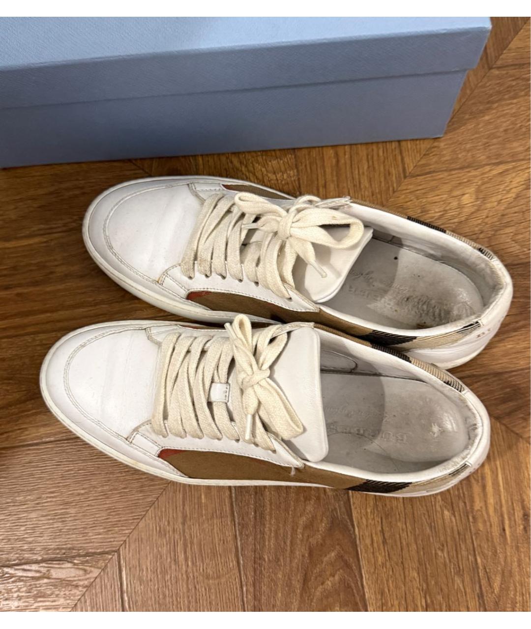 BURBERRY Белые кожаные кеды, фото 3