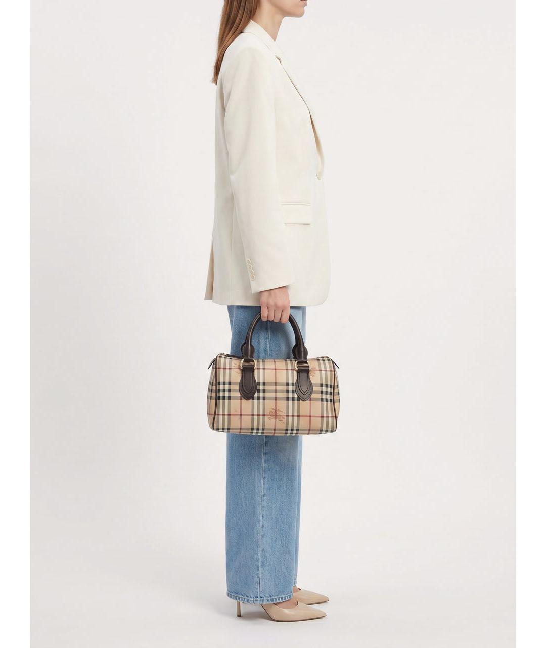 BURBERRY Бежевая кожаная сумка с короткими ручками, фото 8