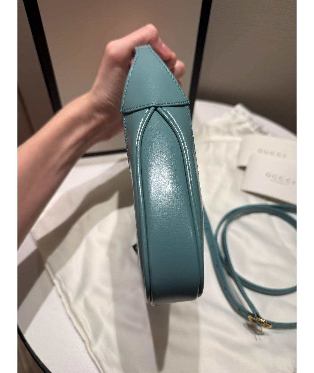 GUCCI Бирюзовая кожаная сумка через плечо, фото 6