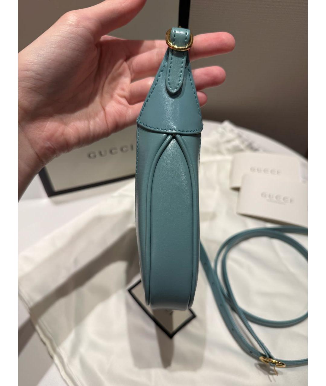 GUCCI Бирюзовая кожаная сумка через плечо, фото 5