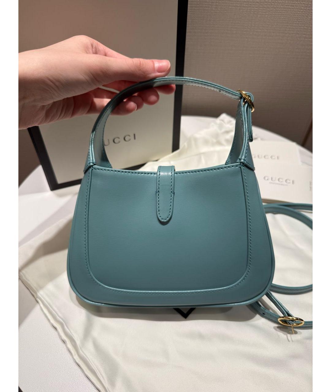 GUCCI Бирюзовая кожаная сумка через плечо, фото 7