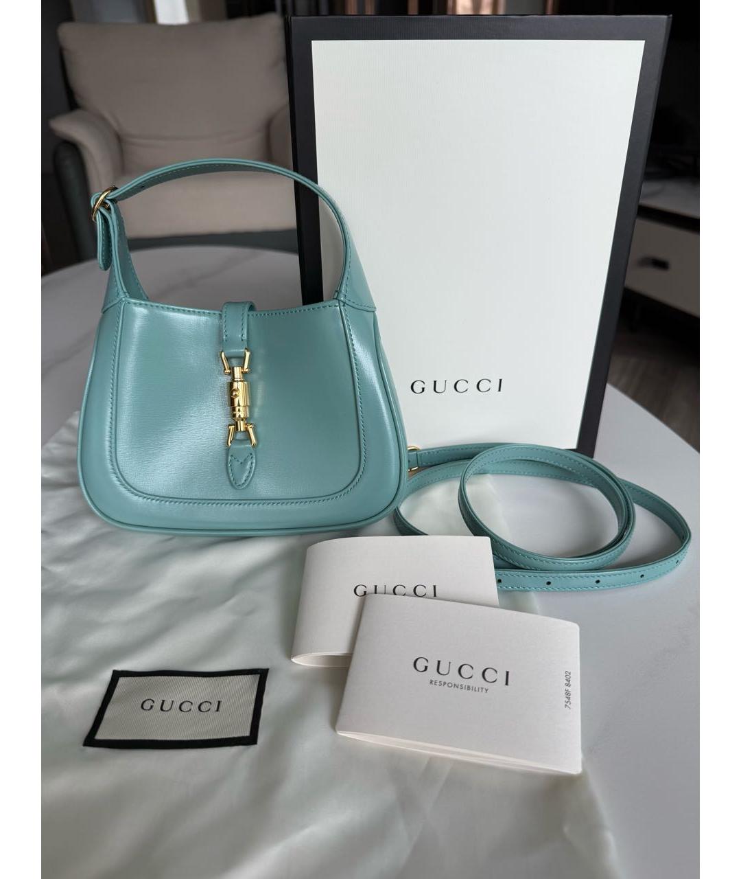 GUCCI Бирюзовая кожаная сумка через плечо, фото 2