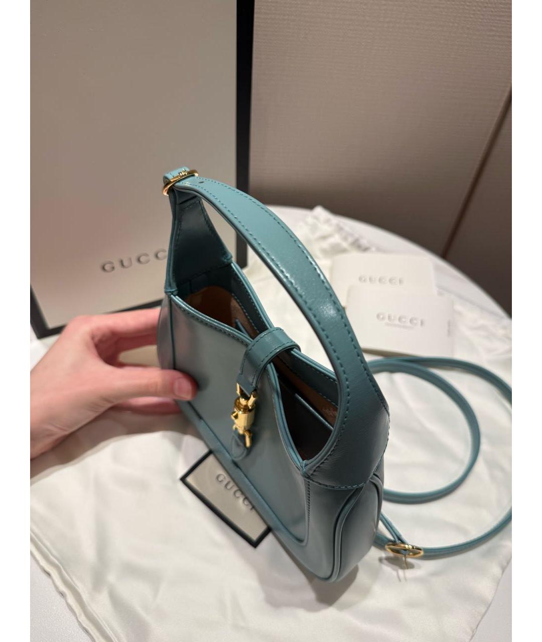 GUCCI Бирюзовая кожаная сумка через плечо, фото 8