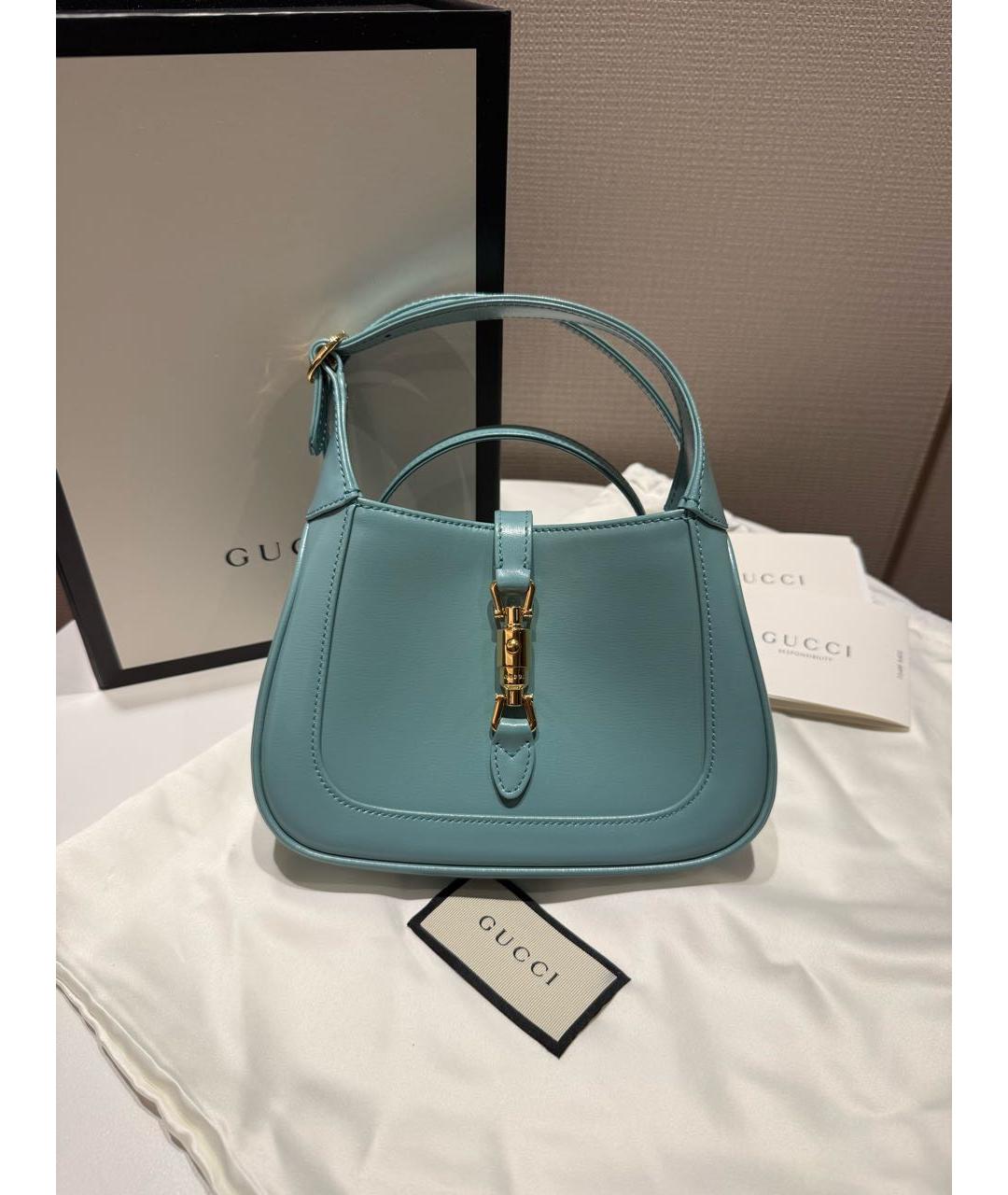 GUCCI Бирюзовая кожаная сумка через плечо, фото 3