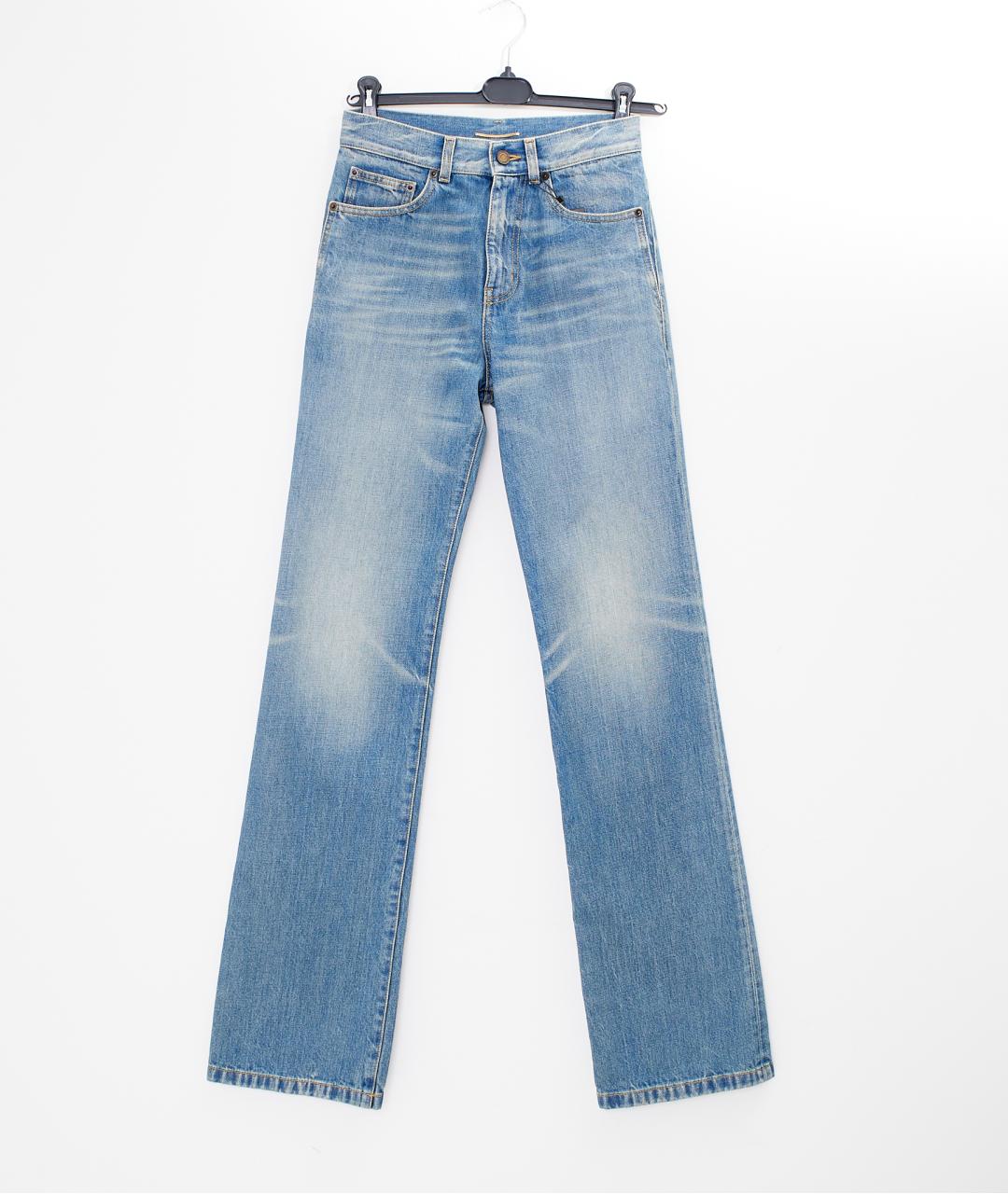 SAINT LAURENT Голубые хлопковые прямые джинсы, фото 5