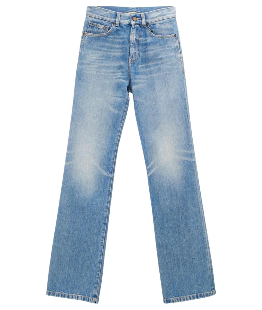 SAINT LAURENT Голубые хлопковые прямые джинсы, фото 1