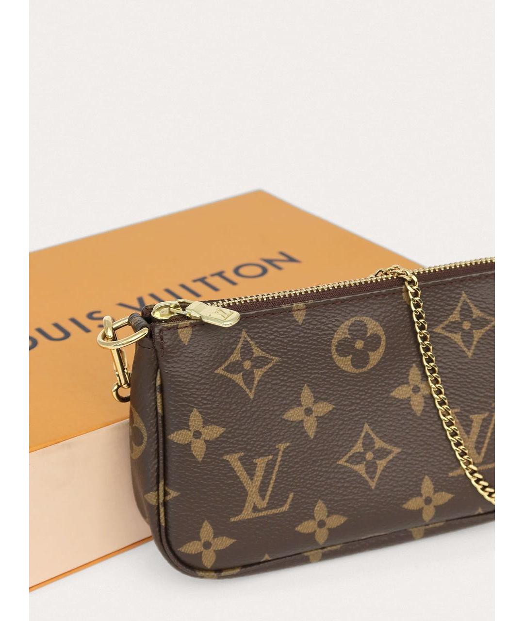 LOUIS VUITTON Коричневая кожаная сумка с короткими ручками, фото 7