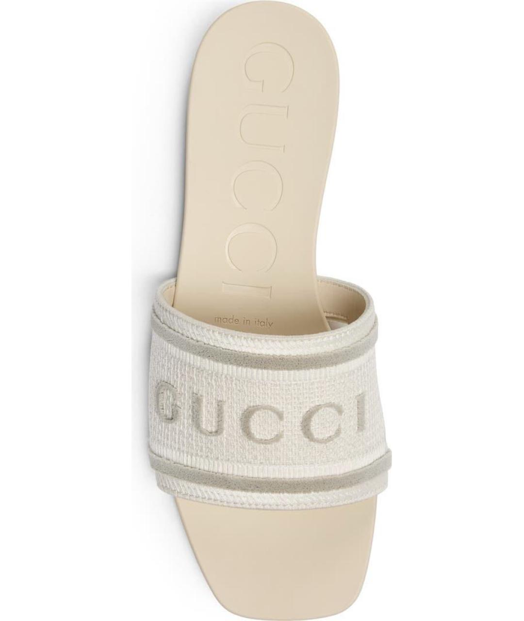 GUCCI Бежевые текстильные шлепанцы, фото 5