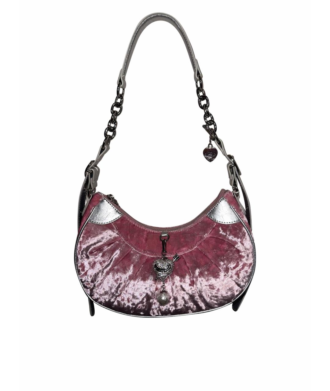 JUICY COUTURE Розовая бархатная сумка через плечо, фото 1