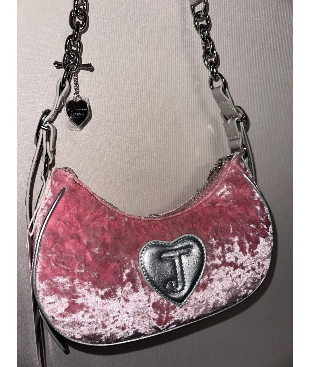 JUICY COUTURE Розовая бархатная сумка через плечо, фото 2