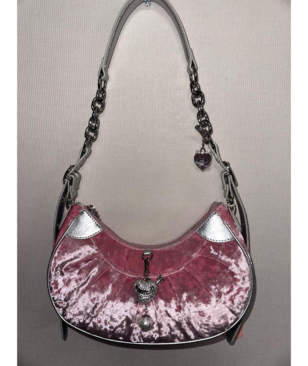 JUICY COUTURE Розовая бархатная сумка через плечо, фото 9